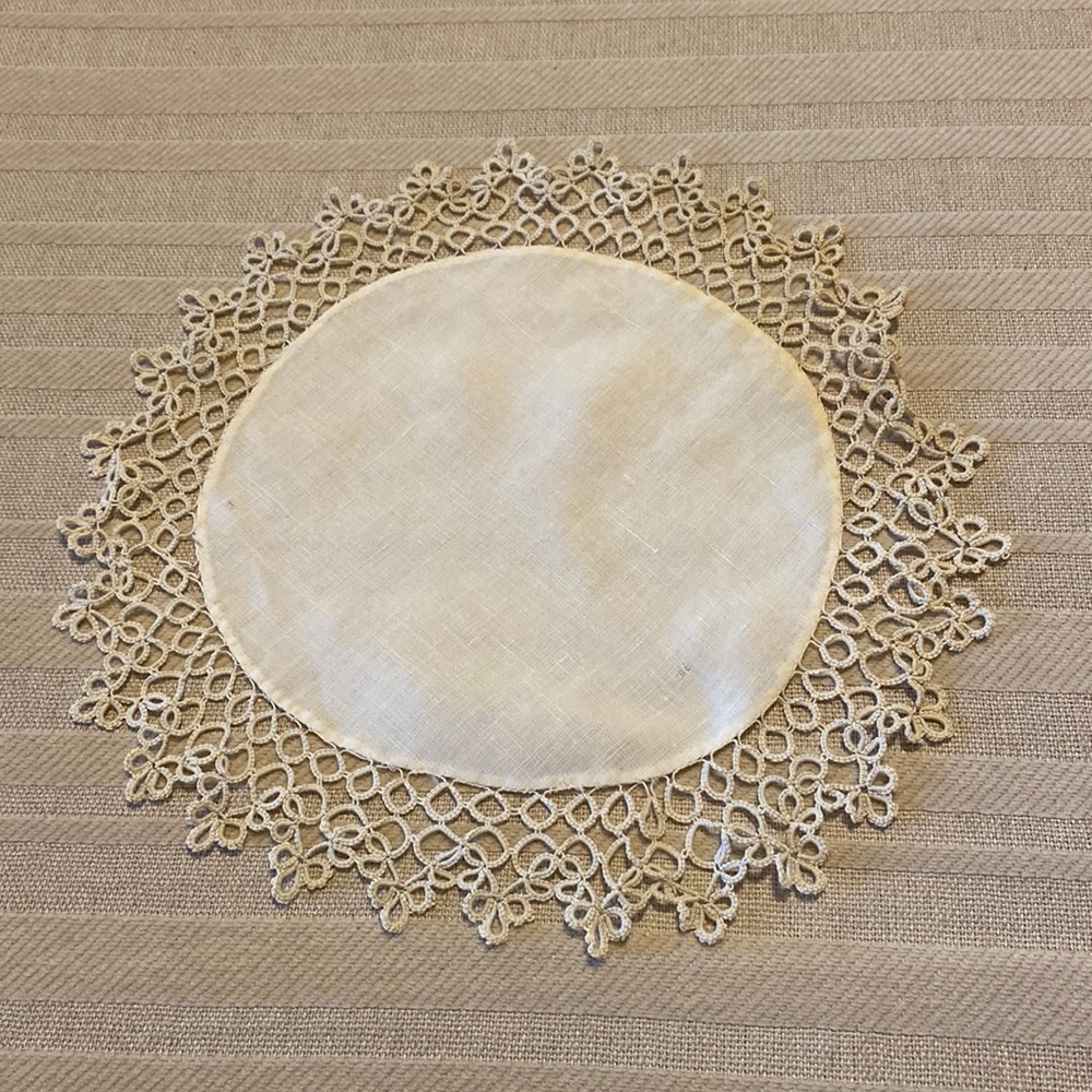 Vintage Round Cream Hand Crocheted Doily!